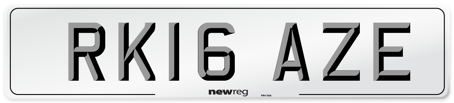 RK16 AZE Number Plate from New Reg